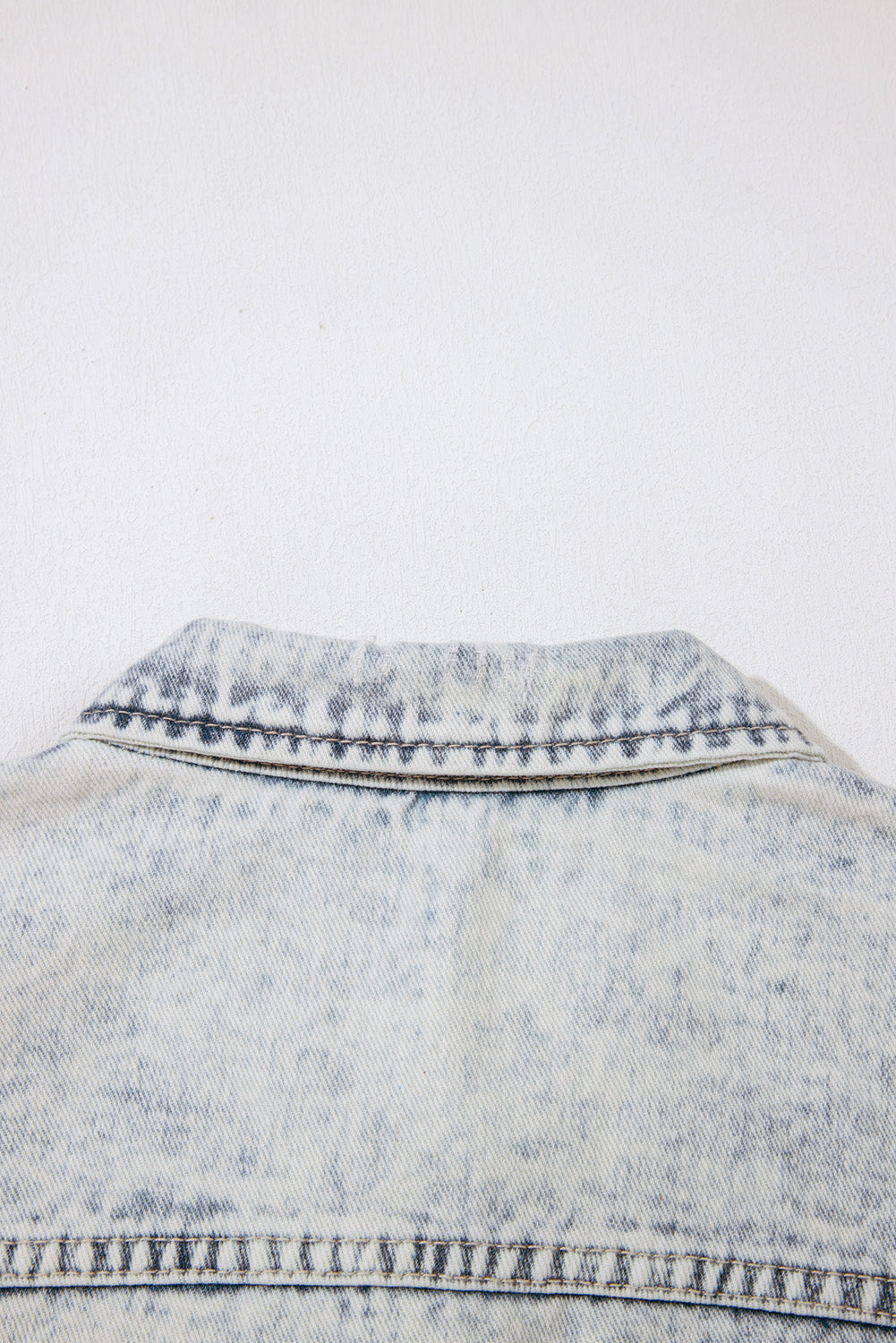 Beau Blue Light Wash Buttoned Chest Pocket Puff Sleeve Denim Jacket Denim Jackets JT's Designer Fashion
