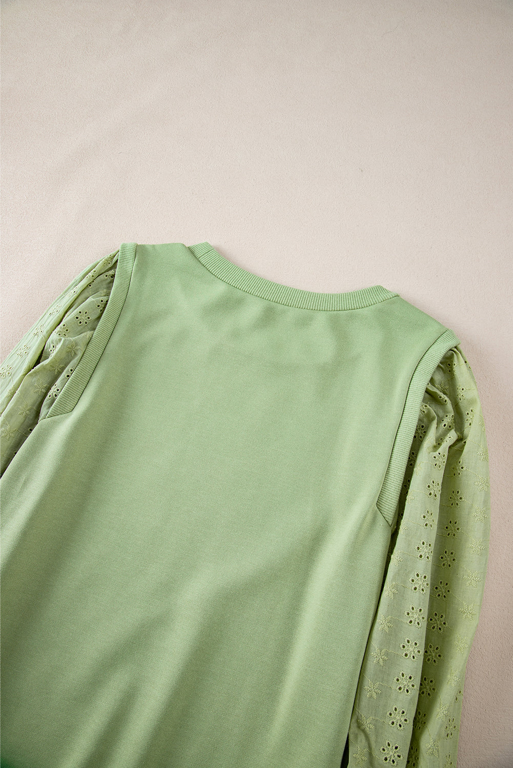 Mist Green Solid Patchwork Sleeve Round Neck Sweatshirt Sweatshirts & Hoodies JT's Designer Fashion