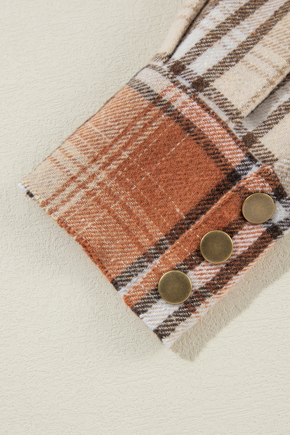 Khaki Plaid Colorblock Patchwork High Low Shacket Plaid Shackets JT's Designer Fashion
