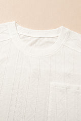 Jet Stream Textured Patched Pocket Short Sleeve Top Drawstring Shorts Set Short Sets JT's Designer Fashion