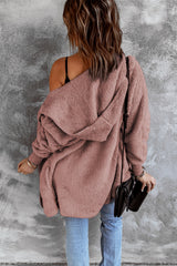 Pink Pink Soft Fleece Hooded Open Front Jacket Jackets JT's Designer Fashion