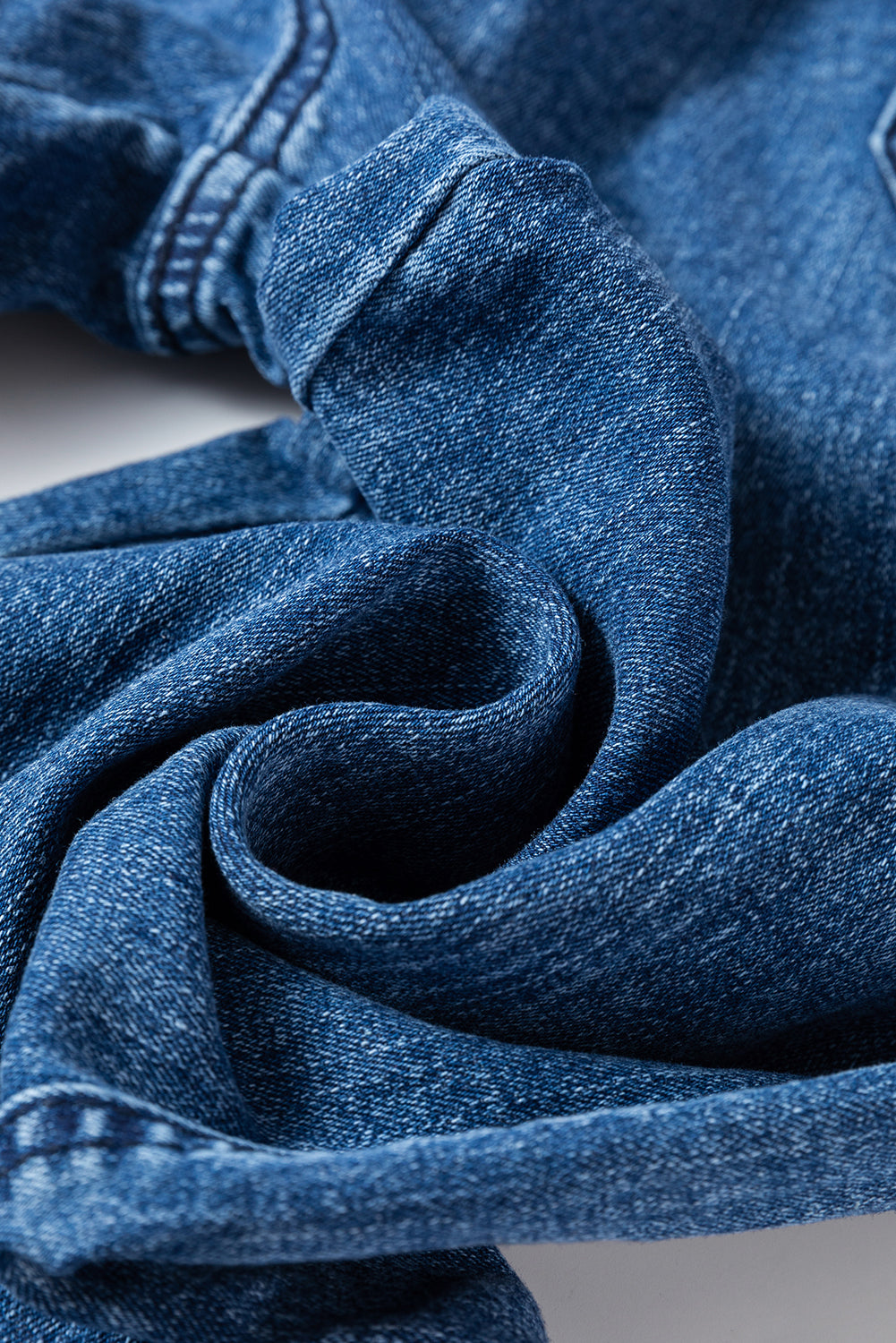 Sail Blue Mineral Wash Drawstring Elastic Waistband Loose Straight Denim Pants Jeans JT's Designer Fashion