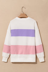 Beige Colorblock Patchwork Drop Shoulder Crewneck Sweatshirt Sweatshirts & Hoodies JT's Designer Fashion