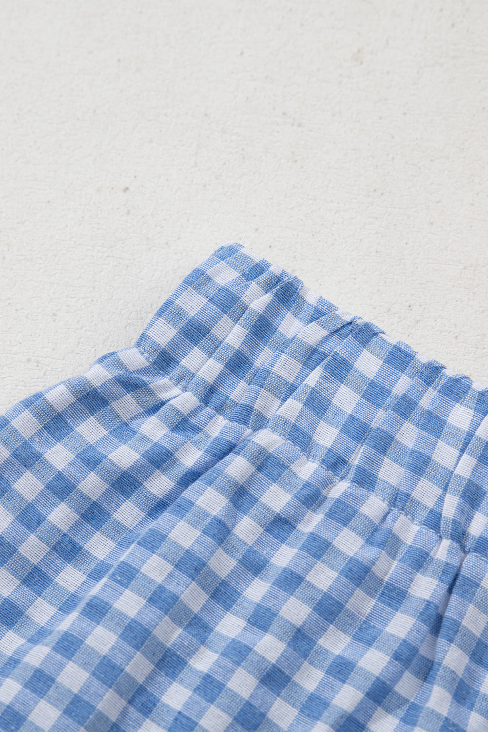 Blue Gingham Printed High Waist Shorts Casual Shorts JT's Designer Fashion