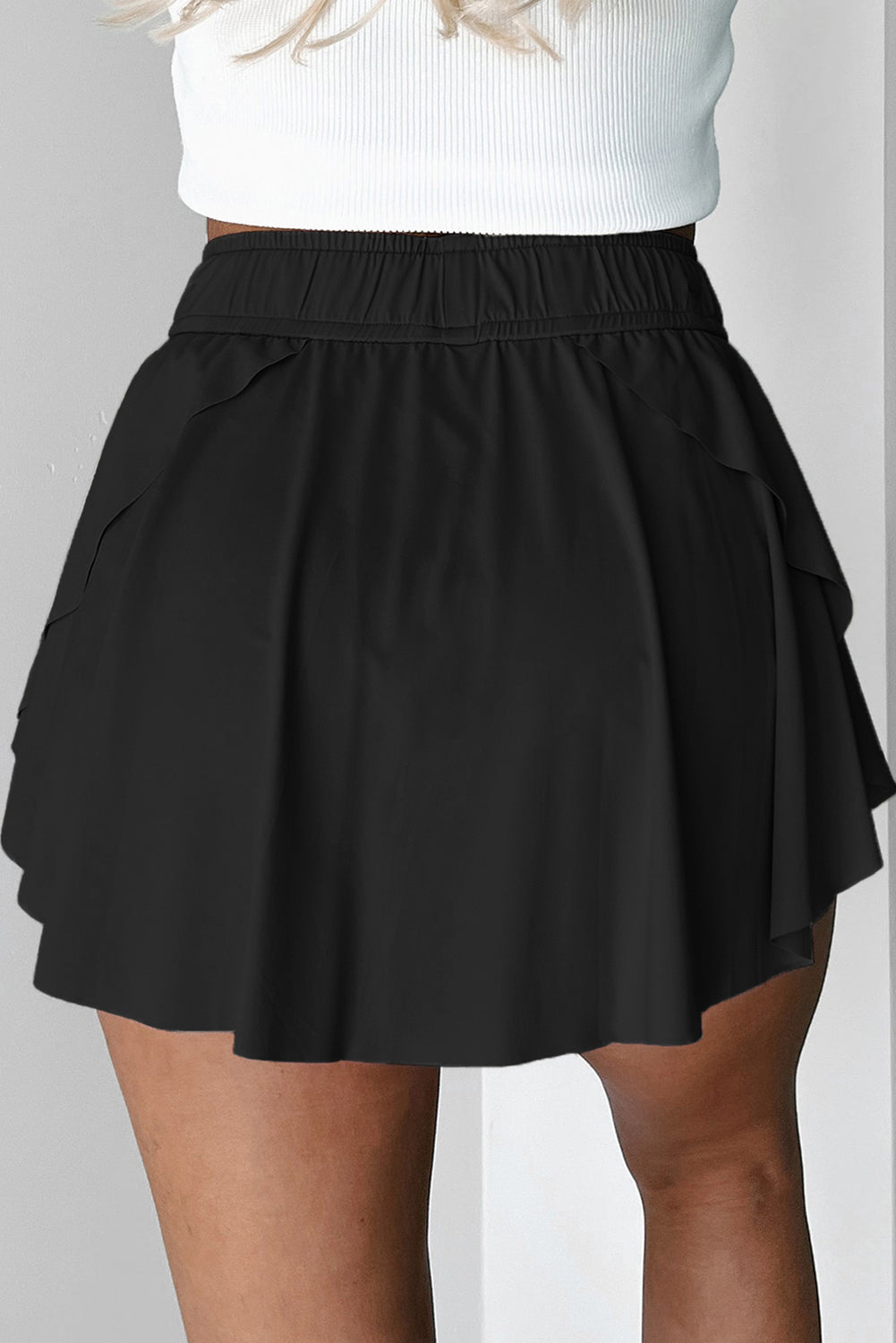 Black Sequined Flag Star Active Mini Skort Graphic Pants JT's Designer Fashion