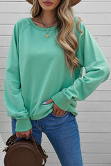 Green French Terry Cotton Blend Pullover Sweatshirt Sweatshirts & Hoodies JT's Designer Fashion