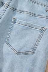 Beau Blue High Rise Distressed Raw Hem Denim Shorts Denim Shorts JT's Designer Fashion