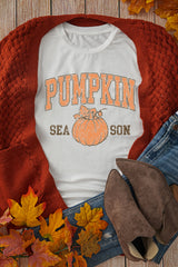White PUMPKIN SEASON Cracking Printed Cotton Blend T Shirt Graphic Tees JT's Designer Fashion
