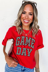 Red Checkered Game Day Graphic T Shirt Graphic Tees JT's Designer Fashion