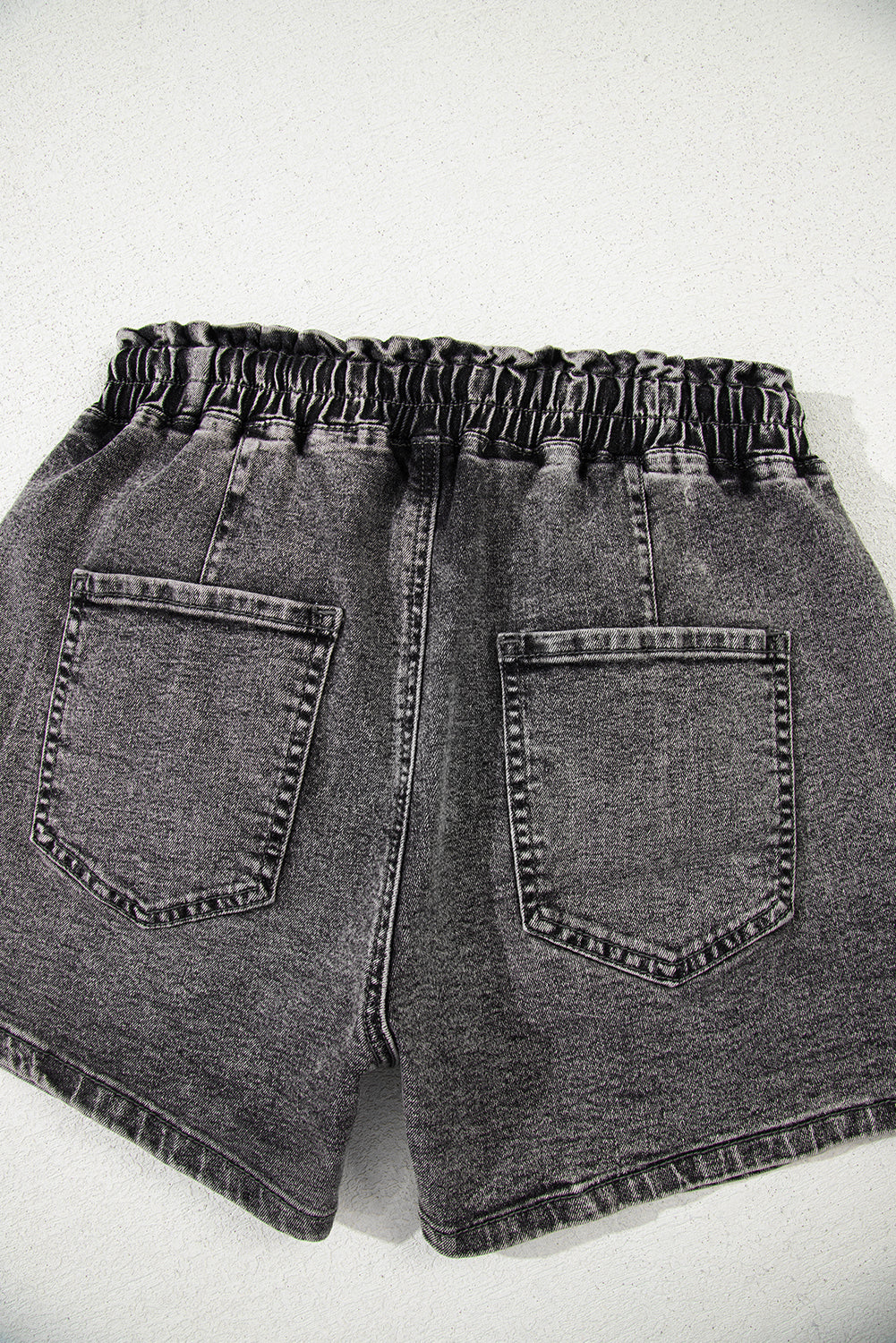 High-rise Drawstring High Waist Casual Denim Shorts with Pockets Denim Shorts JT's Designer Fashion