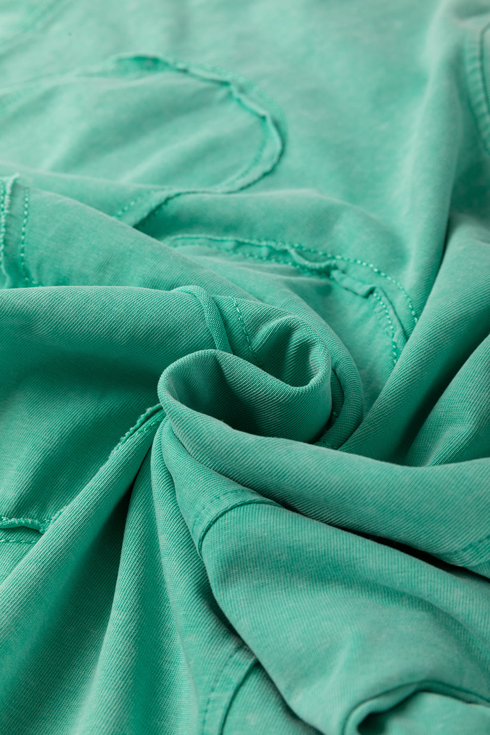 Mint Green Mineral Wash Flower Patchwork Mini T Shirt Dress T Shirt Dresses JT's Designer Fashion