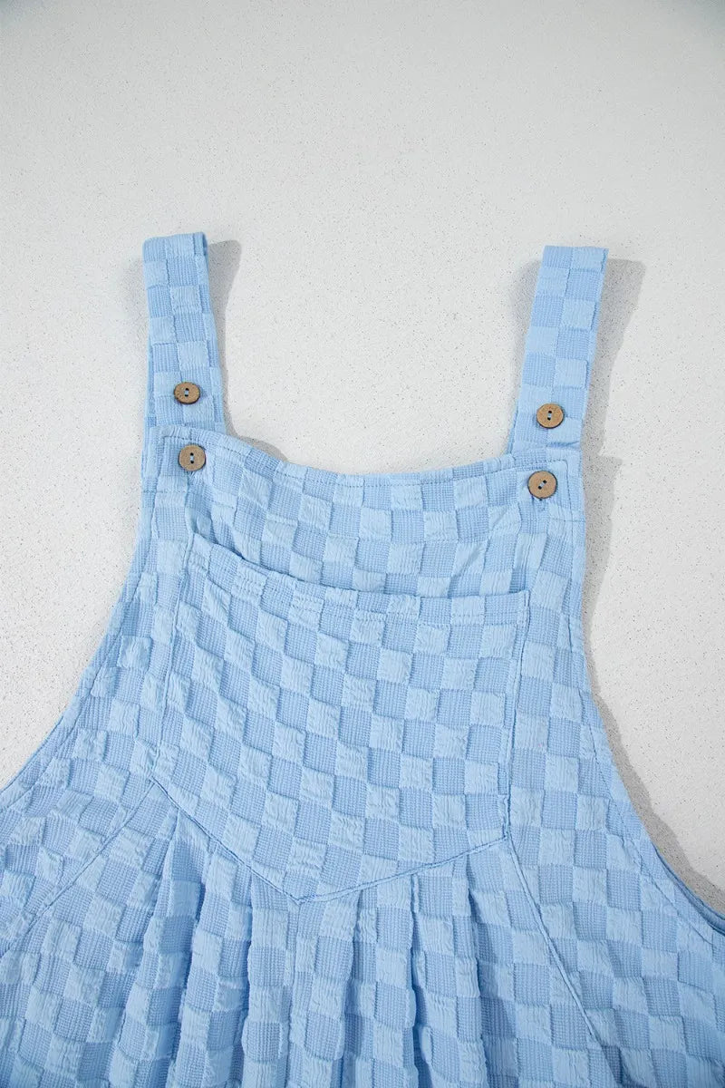 Checkered Pocketed Wide Leg Overalls Jumpsuits & Rompers JT's Designer Fashion