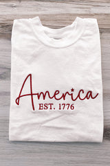 White America EST.1776 Embroidered Graphic Tee Graphic Tees JT's Designer Fashion