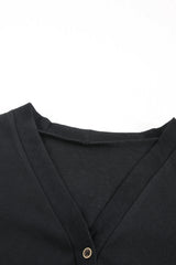 Black Solid Color Open-Front Buttons Cardigan Sweaters & Cardigans JT's Designer Fashion