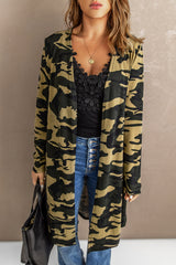 Green Camo Print Long Cardigan Sweaters & Cardigans JT's Designer Fashion