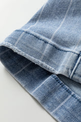 Beau Blue Multi Buttons Pinstripe Wide Leg Jeans Jeans JT's Designer Fashion