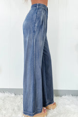 Dusk Blue Acid Wash Wide Leg High Waist Jeans Jeans JT's Designer Fashion