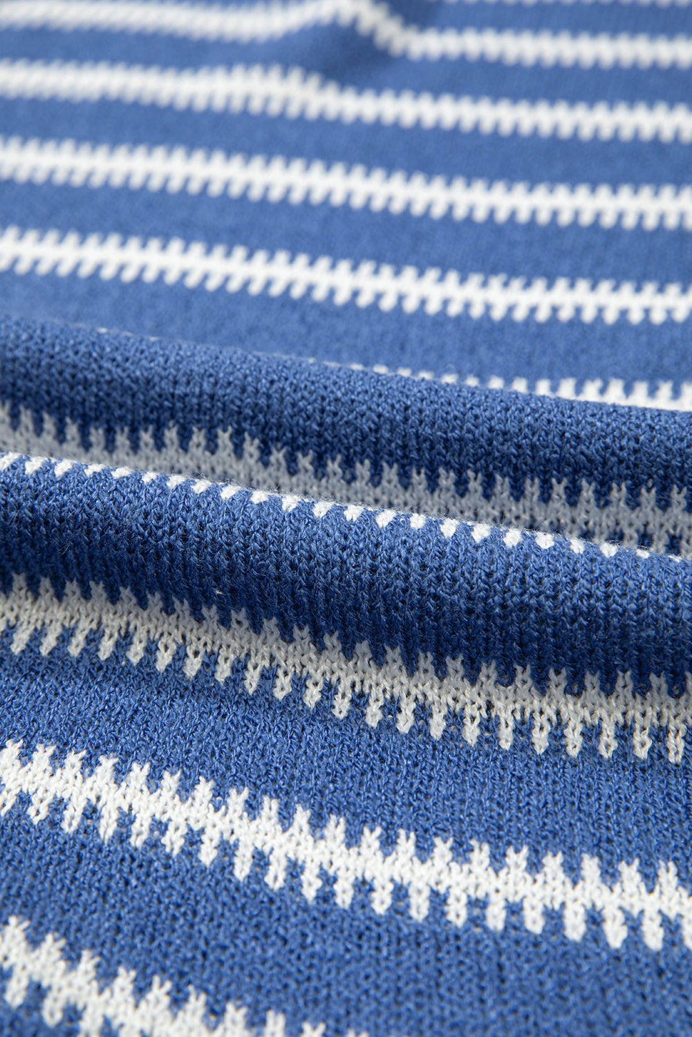 Sky Blue Stripe Drop Shoulder O Neck Plus Size Sweater Plus Size Sweaters & Cardigans JT's Designer Fashion