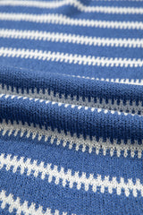 Sky Blue Stripe Drop Shoulder O Neck Plus Size Sweater Plus Size Sweaters & Cardigans JT's Designer Fashion