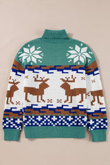 Canton Christmas Reindeer Snowflake Colorblock Turtleneck Sweater Sweaters JT's Designer Fashion