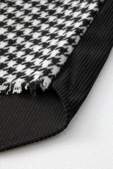 Black Houndstooth Corduroy Patchwork Flap Pocket Shacket Jackets JT's Designer Fashion