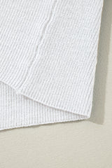 White Lightweight Ribbed Knit Button Front V Neck Cardigan Cardigans JT's Designer Fashion