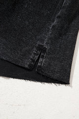 Carbon Grey Mineral Wash Ripped Raw Hem Denim Mini Skirt Skirts & Petticoat JT's Designer Fashion