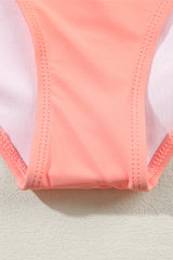 Peach Blossom Striped Patchwork Spaghetti Strap High Waist Bikini Swimsuit High Waisted Swimsuit JT's Designer Fashion