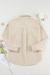 Parchment Houndstooth Corduroy Patchwork Flap Pocket Shacket Jackets JT's Designer Fashion