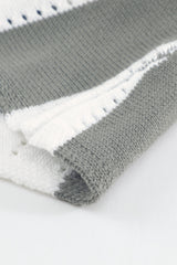 Gray Striped Colorblock V Neck Knitted Sweater Sweaters & Cardigans JT's Designer Fashion