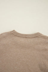 Smoke Gray Pearled Drop Shoulder Round Neck Sweater Sweaters JT's Designer Fashion
