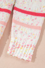 Pink Stripe Drop Shoulder Side Split Plus Size Sweater Plus Size Sweaters & Cardigans JT's Designer Fashion