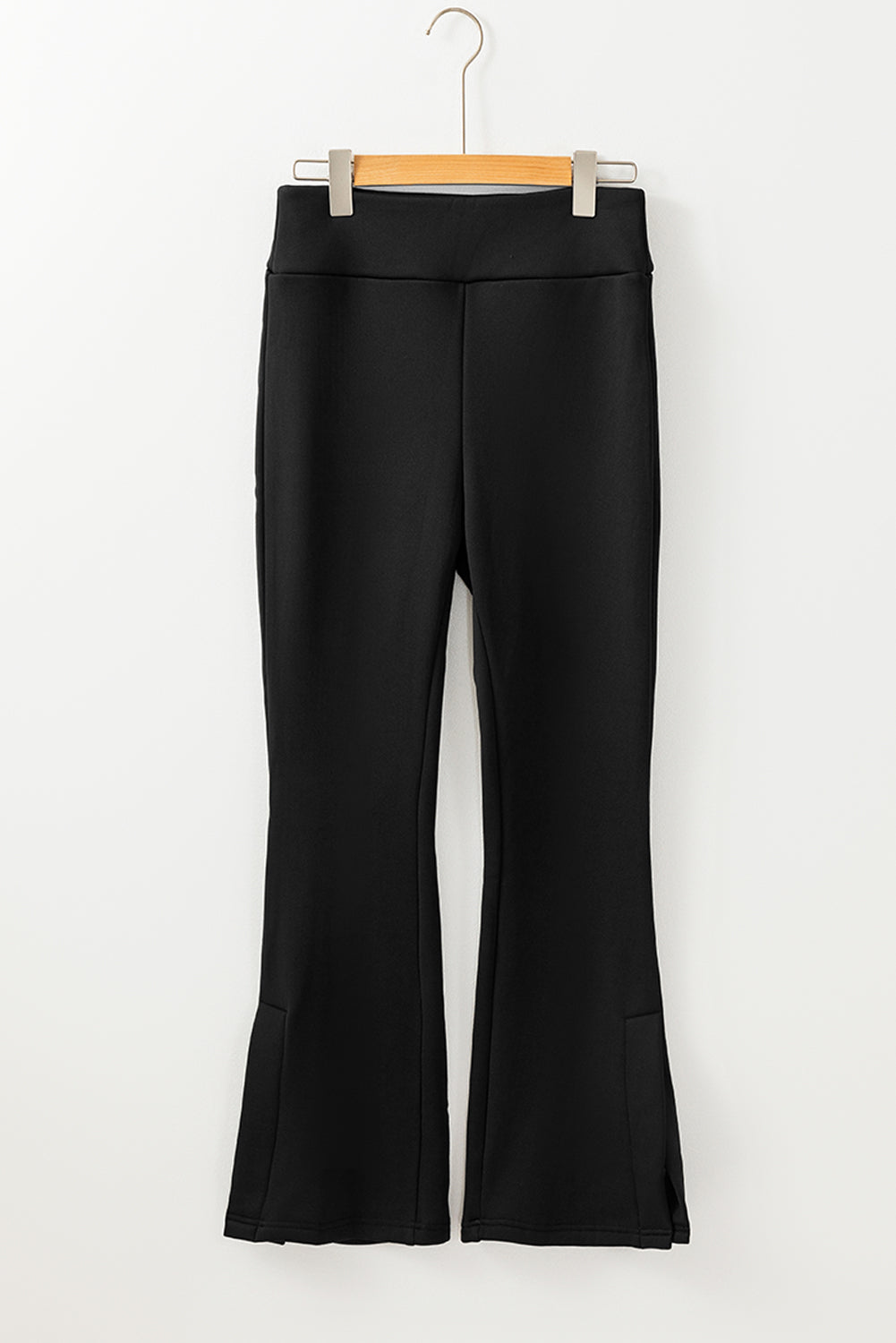 Black Thermal Lined Split Flare Leg Pants Pants & Culotte JT's Designer Fashion