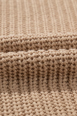 Khaki Mix Textured Knit Colorblock Patchwork Sweater Sweaters JT's Designer Fashion