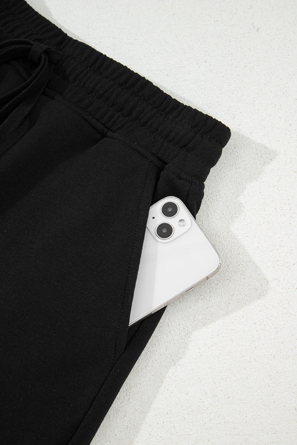 Black French Terry Drawstring Mini Skort with Pockets Skirts & Petticoat JT's Designer Fashion
