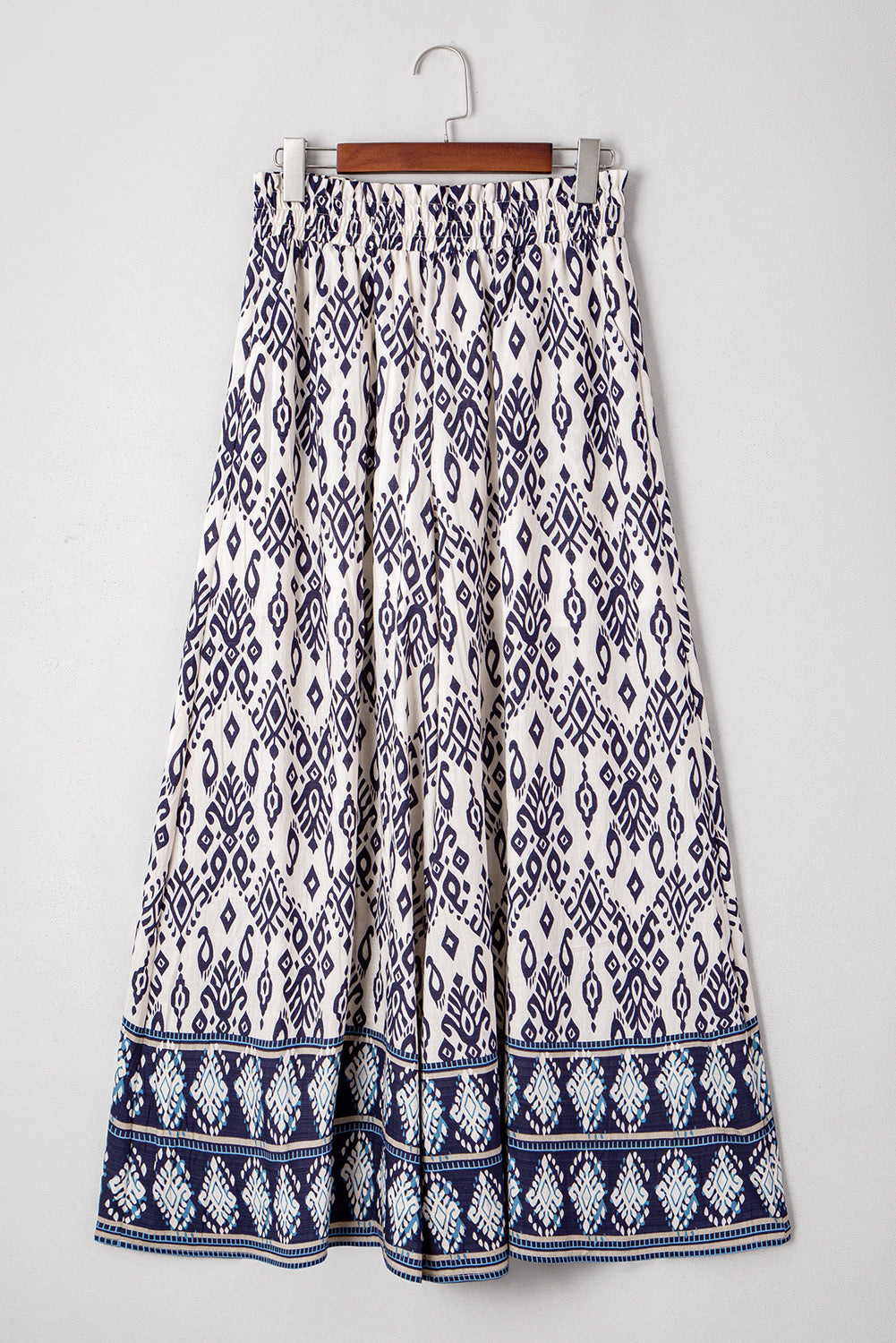 Blue Boho Pattern Print High Waist Wide Leg Loose Pants Pants & Culotte JT's Designer Fashion