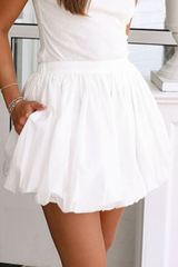 White Bubble Mini Skirt with Pockets Skirts & Petticoat JT's Designer Fashion