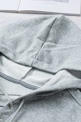 Grey Casual Solid Color Lace-up Hoodie Sweatshirts & Hoodies JT's Designer Fashion