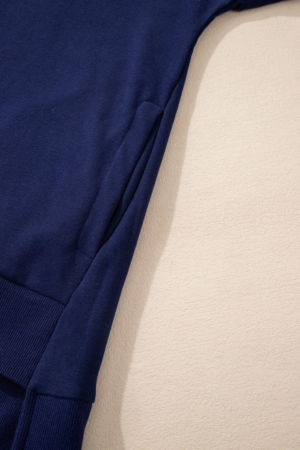 Navy Blue Solid O Neck High Low Hem Pullover Sweatshirt Sweatshirts & Hoodies JT's Designer Fashion