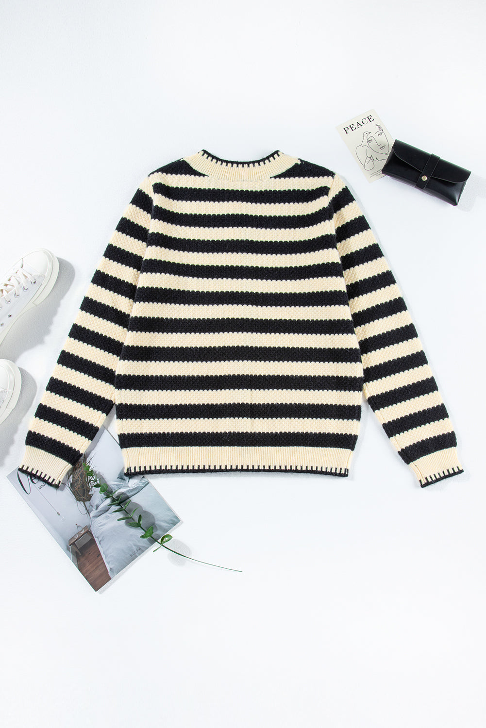 Apricot Stripe Chic Golden Button Cardigan Sweater Cardigans JT's Designer Fashion