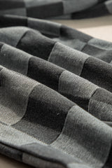 Dark Grey Checkered Denim Wide Leg Jeans Jeans JT's Designer Fashion