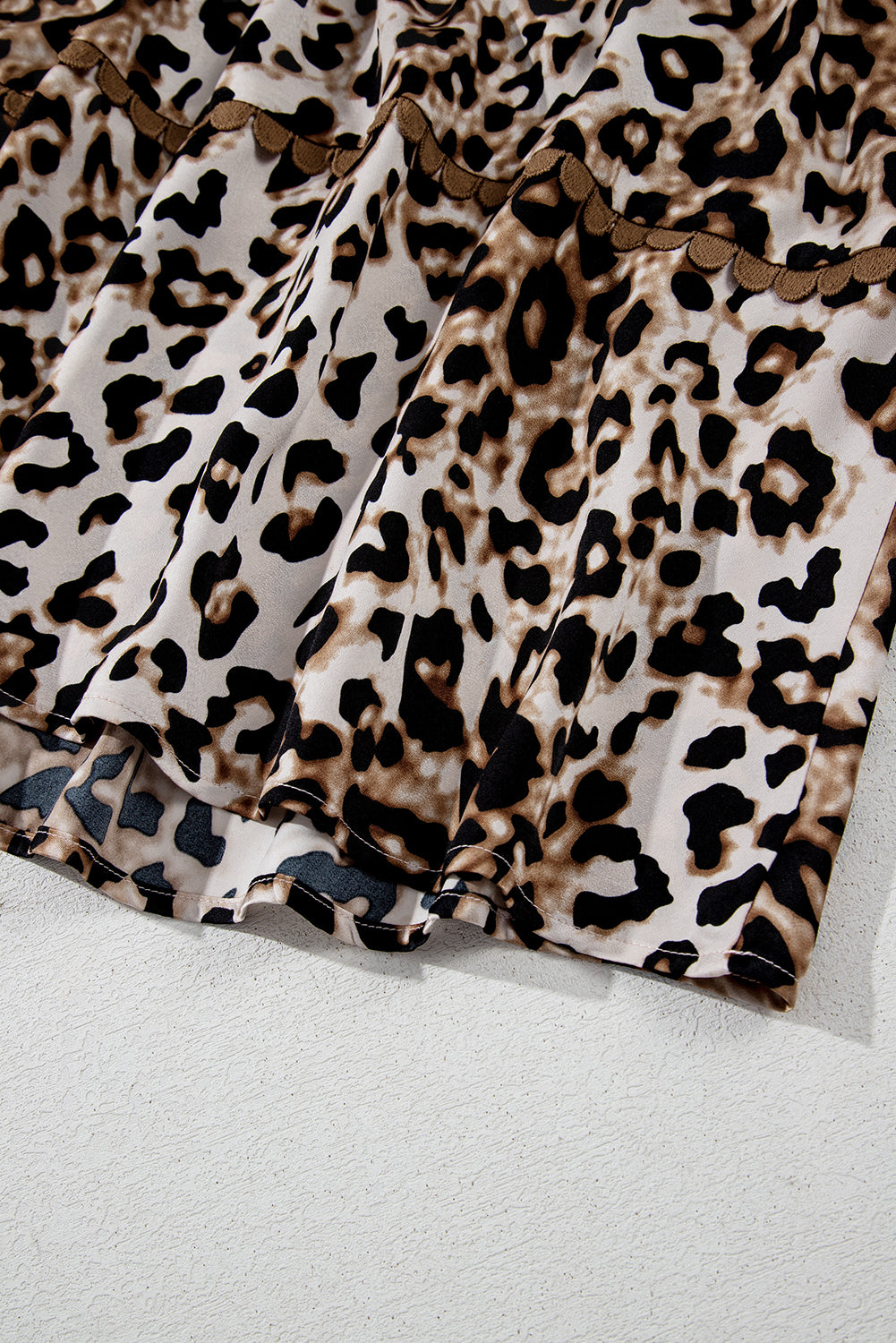 Brown Leopard Print Bubble Sleeve Square Neck Long Dress Maxi Dresses JT's Designer Fashion
