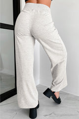 Light Grey Cross-Waist Wide Leg Lounge Pants Pants & Culotte JT's Designer Fashion