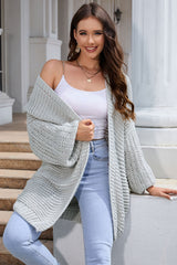 Gray Chunky Oversize Knit Drop Shoulder Puff Sleeve Cardigan Cardigans JT's Designer Fashion