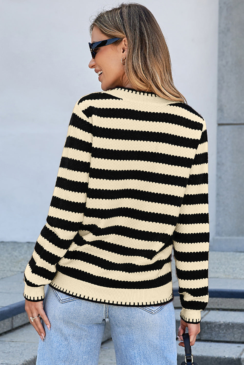 Apricot Stripe Chic Golden Button Cardigan Sweater Cardigans JT's Designer Fashion