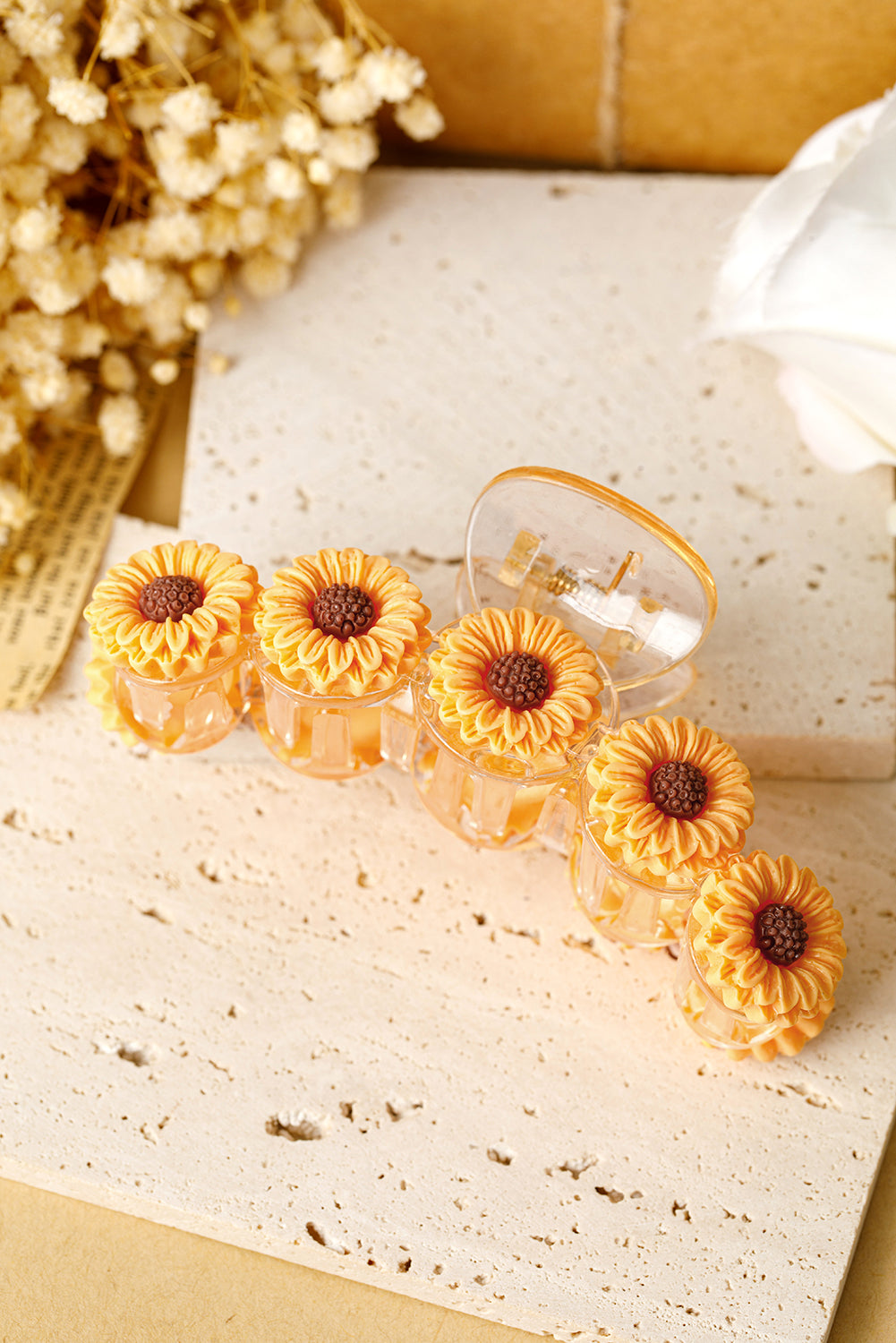 Jurassic Gold Sunflower Decor Plastic Resin Claw Clip Headwear JT's Designer Fashion
