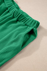 Green Solid Color Ribbed Ruffle Tank Top and Pants Set Pant Sets JT's Designer Fashion