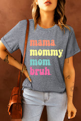 Gray mama mommy mom bruh Crew Neck Graphic Tee Graphic Tees JT's Designer Fashion