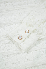 White Lace Crochet Round Neck Puff Sleeve Shift Mini Dress Mini Dresses JT's Designer Fashion