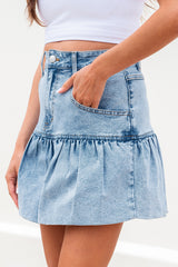 Myosotis Bubble Hem Denim Mini Skirt Skirts & Petticoat JT's Designer Fashion
